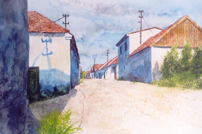 mag. marcus stiehl_mailberg_kellergasse_weinviertel_watercolour_aquarell