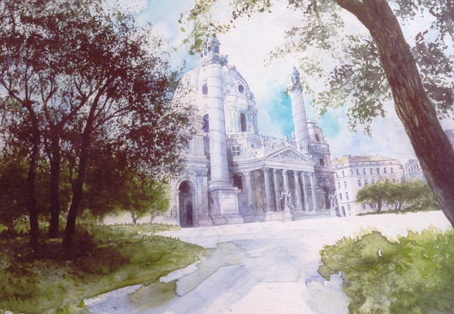 mag. marcus stiehl_aquarell_karlskirche_wien_vienna_watercolour