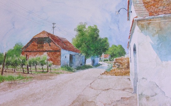 mag. marcus stiehl_zellerndorf_weinviertel_kellergasse_aquarell_watercolour