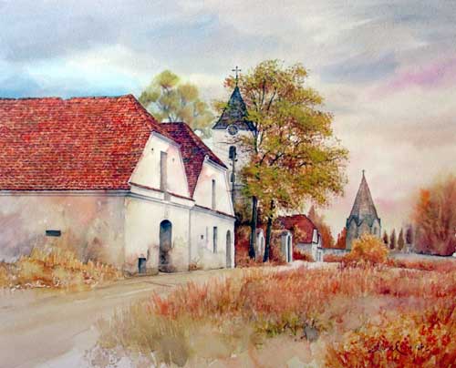 mag. marcus stiehl_zellerndorf_weinviertel_kellergasse_aquarell_watercolour