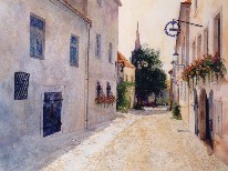 mag. marcus stiehl_gumpoldskirchen_weinviertel_kellergasse_aquarell_watercolour